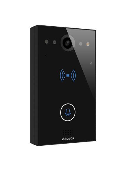 Akuvox E11R Compact IP Door Intercom with 1 Call Button (Video & Card reader), incl. Surface Mount Back Plate