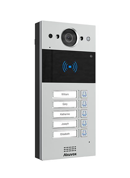 Akuvox R20B3S Compact IP Door Intercom Unit with 3 Buttons (Video & Card reader), incl. Surface Mount Plate