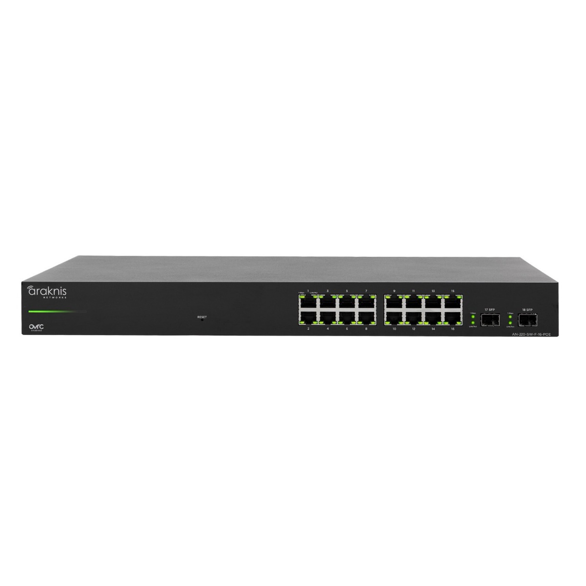 Araknis Networks AN-220-SW-F-16-POE 220 Series Layer 2 Managed Gigabit Switch with Partial PoE+ and Front Ports