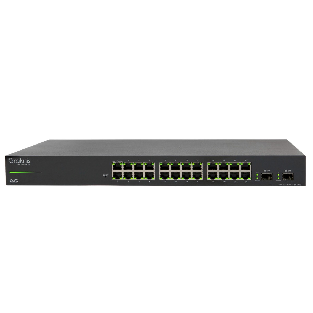 Araknis AN-220-SW-F-24-POE - 24-port L2 Managed Gigabit Switch with POE+ - Front Ports