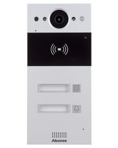 Akuvox R20B2F Compact IP Door Intercom Unit with 2 Buttons (Video & Card reader), incl. Flush Mount Backbox