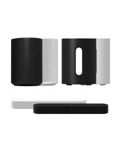 Sonos SNS-SET-IMMERSIVE-BEAM5.1 Immersive Set With Beam Smart Soundbar | Sub Mini Wireless Subwoofer and Two Era100 Voice Control Speakers