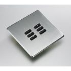 WLF-060-SS 6-Button curtain/screen/blind screw less plate kit, flush mount
