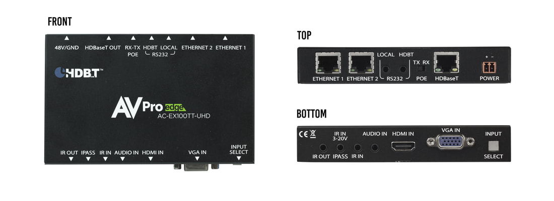 AC-EX100TT-UHD-KIT Table Top VGA/HDMI Auto-Sensing HDBaseT Transmitter Receiver Extender Set