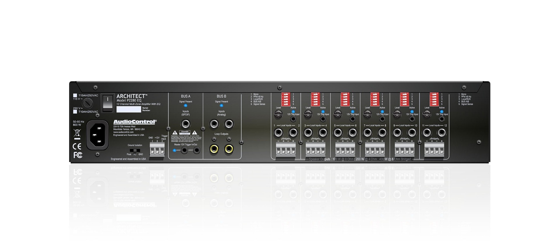 AudioControl 8611343 Architect P2280 EQ 12-Channel  Multi-Zone Amplifier with EQ