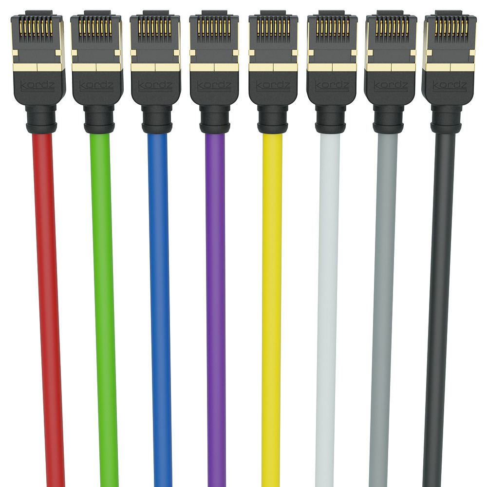 Kordz PRS Slim Profile Cat6A Patch Cord - choose from 8 Colours and 16 Lengths