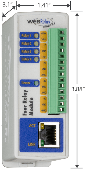 WebRelay Quad X-WR-4R3-E - 4x Output Relay Unit - PoE & DC